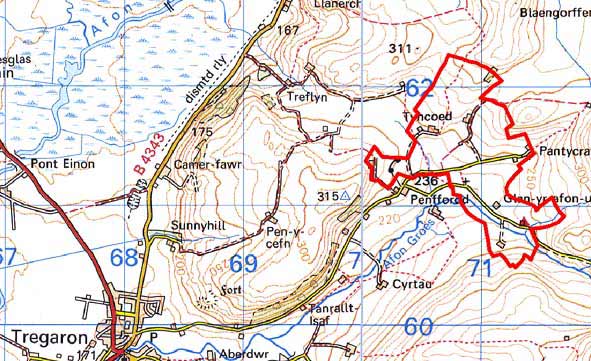 Blaenau Caron map