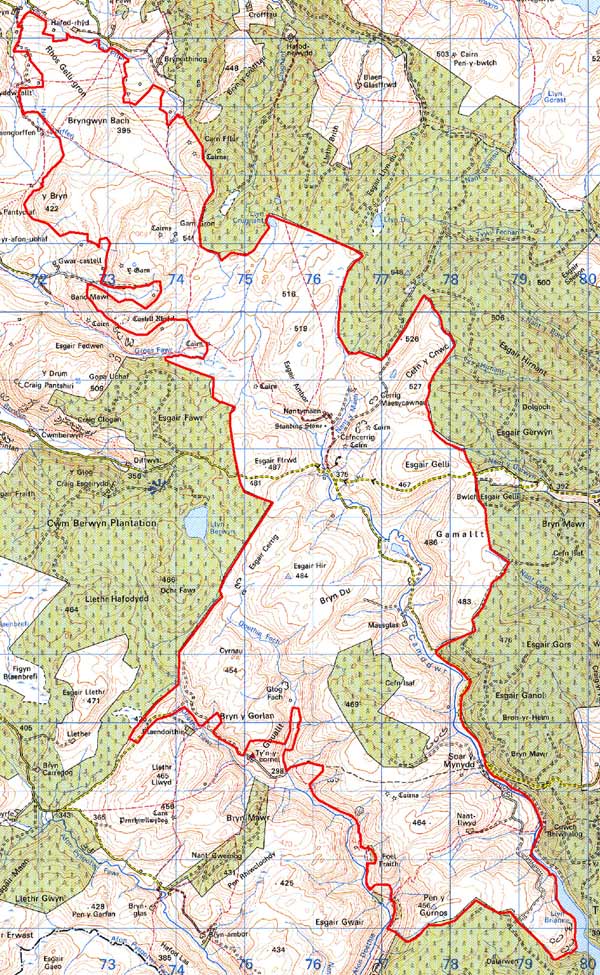 Map ardal Bryngwyn Bach