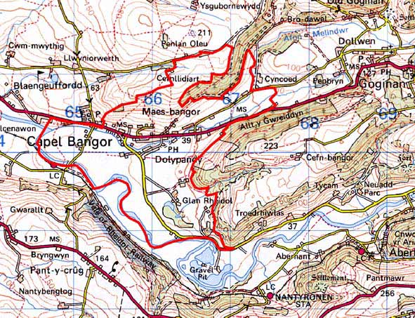 Map ardal Capel Bangor