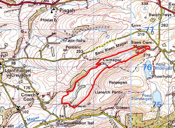 Map o ardal Cwm Magor