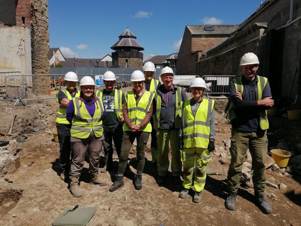 Team photo of staff at the Haverfordwest excavation site.